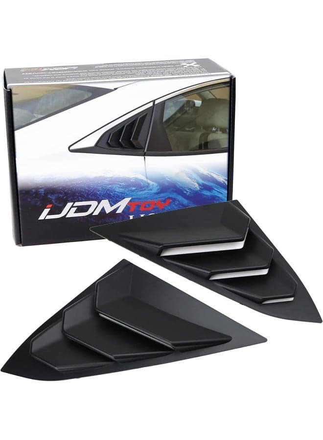 iJDMTOY Left/Right Black Finish Racing Style Rear Side Window Scoop Air Vent/Louver Shades For 2016-up Honda Civic Sedan