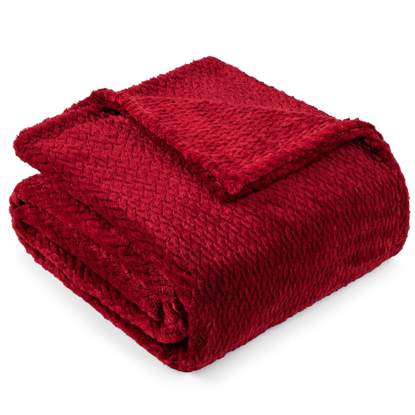 PAVILIA Soft Fleece Burgundy Dark Red Throw Blanket for Couch Lightweight Plush Warm Blankets for Bed Fuzzy Cozy Flannel Blanket Throw for Sofa Travel Jacquard Pattern Wine Red Twin 60x80 inch