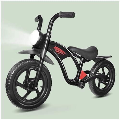 KRIDDO Kids Balance Bike for 25 Years with Front Light Upgraded Stable Tires Upgraded Bearing for Smooth and Stable Riding Front and Rear Fenders Adjustable Seat Black