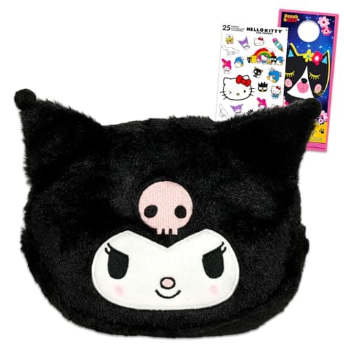 Kuromi Cosmetic Bag Set Bundle with Sanrio Cosmetic Bag for Makeup Travel Size Toiletries Plus Stickers More Hello Kitty Travel Bag for Girls Women