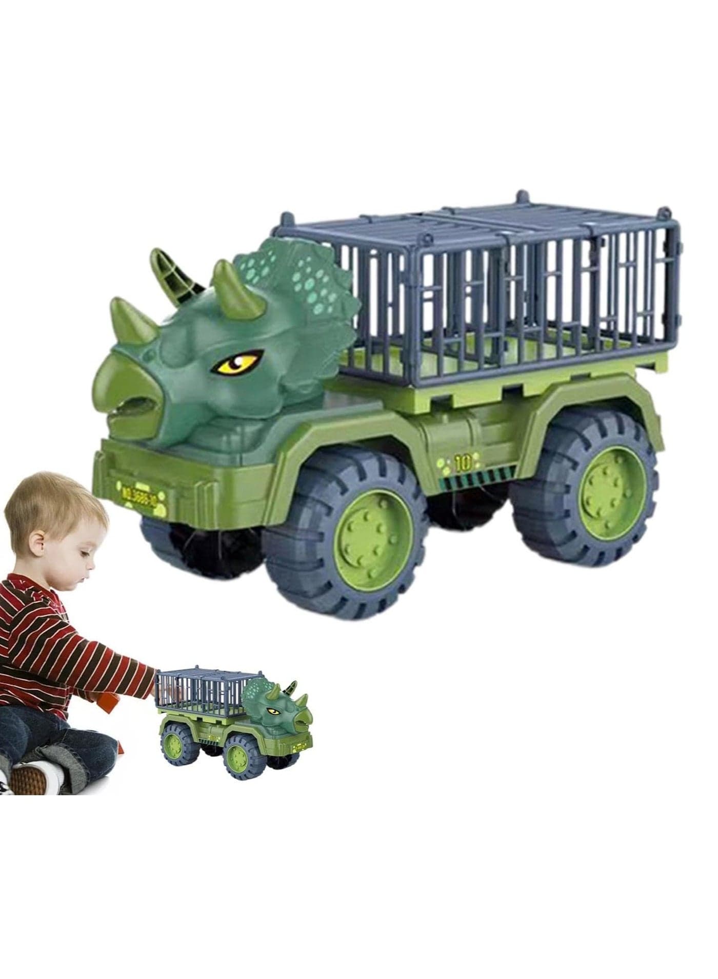 Dinosaur Truck Toy - Animal Transporter Toy, Suitable for Children's Toy Birthday Gift (Triceratops Cage Medium)