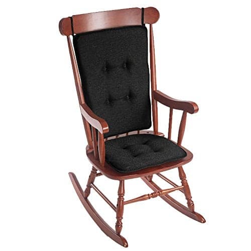Klear Vu Embrace Rocking Chair Cushions for Living Room, Nursery, or Home Office, Tufted and Non-Slip Pads, 2 Piece Set, Seat 16"x15" and Seat Back 24"x17", Black