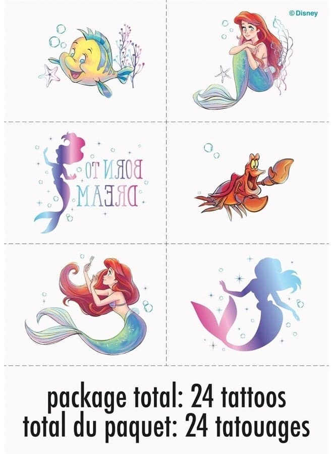 Disney The Little Mermaid Temporary Tattoos | Assorted Designs | 24 Pcs