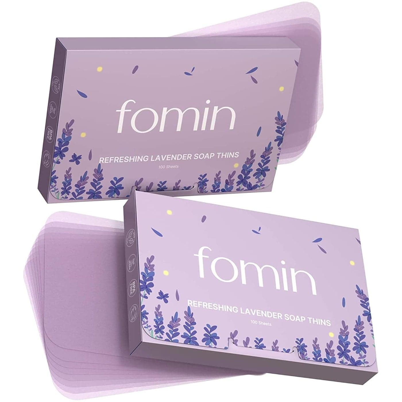 FOMIN Antibacterial Paper Soap Sheets for Hand Washing 200 Sheets Lavender Portable Travel Soap Sheets Dissolvable Camping Mini Soap Portable Hand Soap Sheets