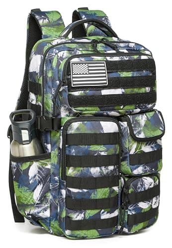 Wotony Tactical Backpack Military waterproof backpack with multiple pockets and tactical gear for the outdoors Green Leaf 25L