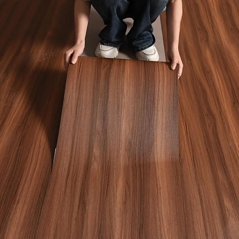 SUNBIRD Self-Adhesive Wall & Floor Covering, Marble Wood Grain Vinyl Sheet,Waterproof, Removable Oil-Resistant Floor Sticker,Peel Stick Wallpaper for Kitchen Living Room (Chestnut, 23 Inch x 2 Meter)