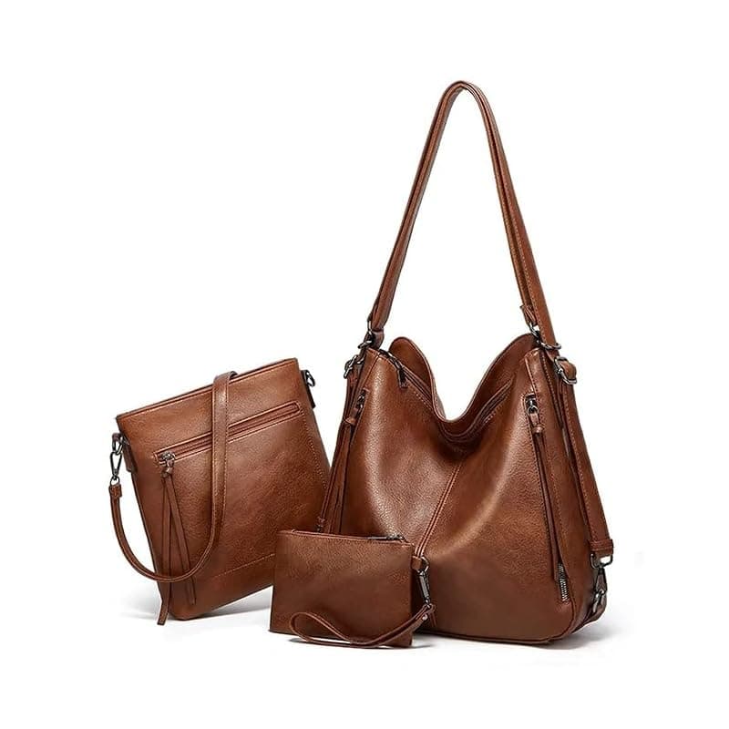Tote Handbag for Women, Girls Stylish Fashion Faux Leather Tote Shoulder Bag Classic Solid Color Shoulder Tote Bag Ladies Purse - Daily, Office Use Hobo Bags (Tan)