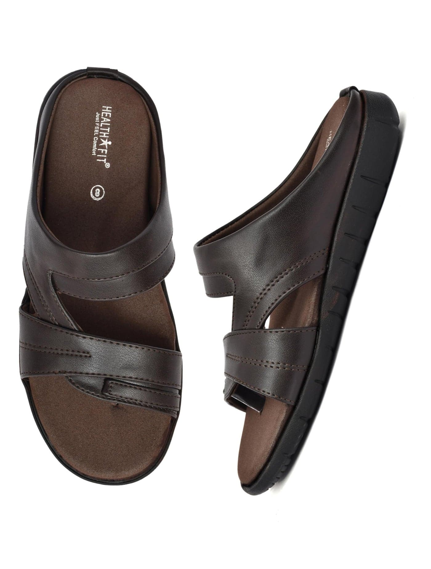 HEALTH FIT Men's Diabetic & Orthopedic Arch Support Sandal Footwear (8, Brown)
