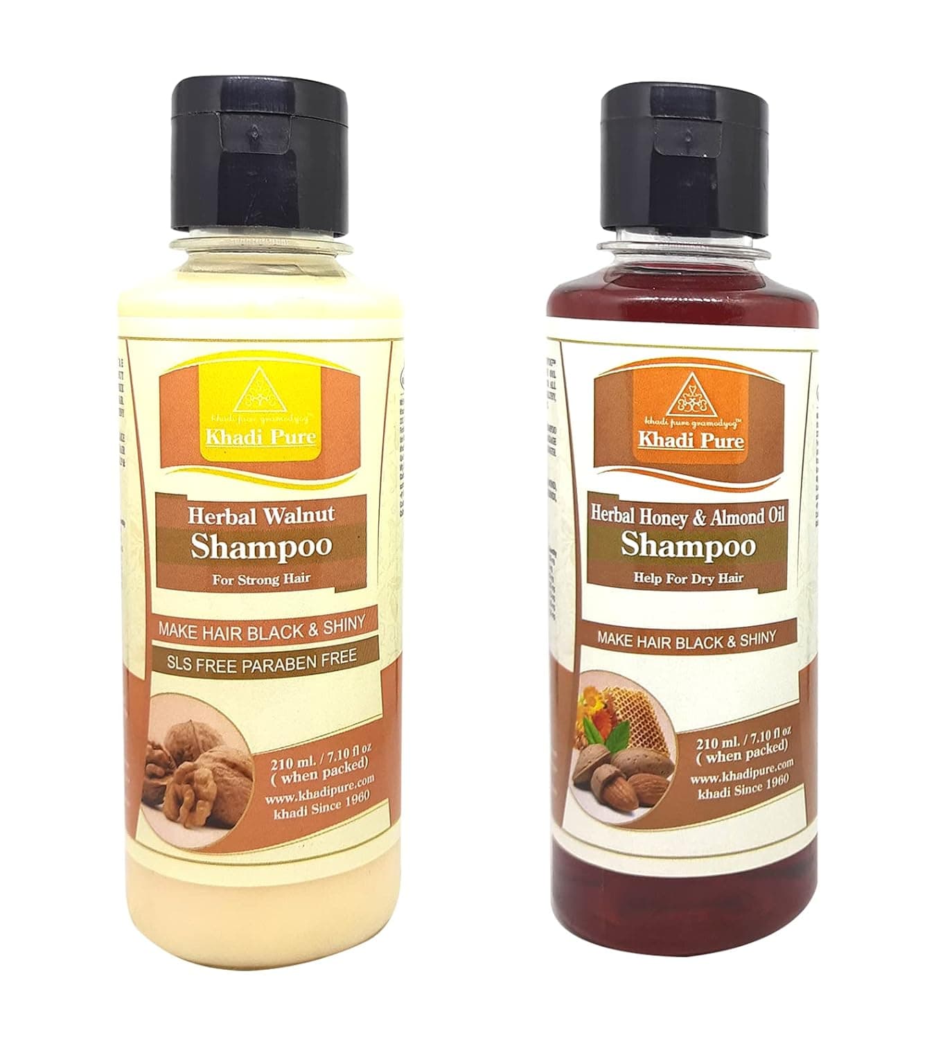 Khadi Pure Honey Almond Walnut SLS ShampooHair Cleanser 210 ml Pack of 2