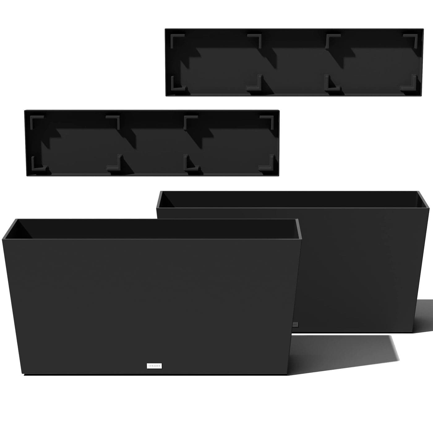 Veradek Midori Long Trough Planter Black 39 inch 2 Pack with 2 Saucer Trays