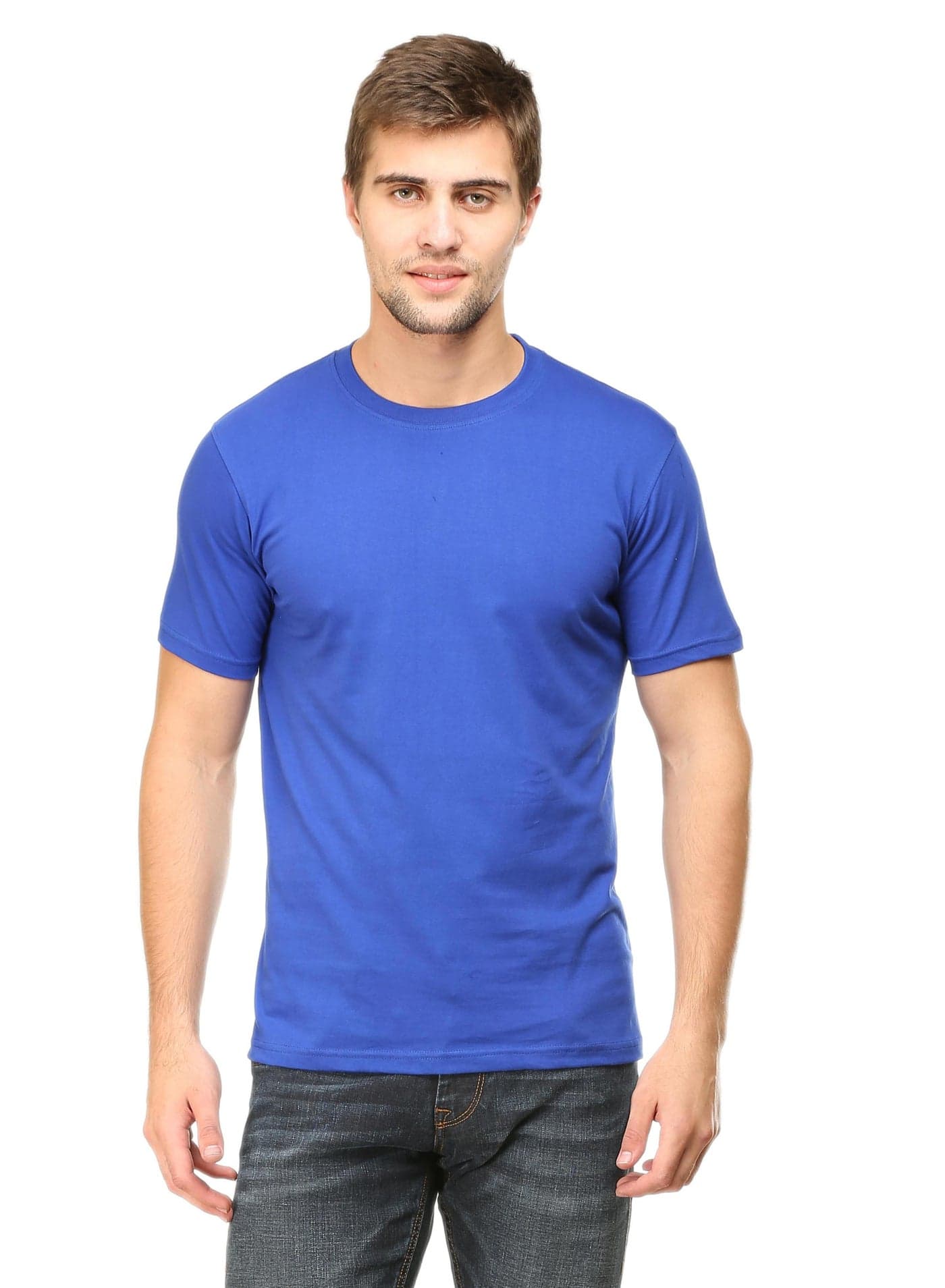 Royal Blue Men's Half Sleeve Round Neck Cotton Tshirt