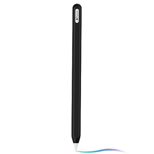 Ultra Thin Silicone Skin Cover Compatible with Apple Pencil 2nd Gen, Protective Silicone Case for iPad Pro 11 12.9 inch 2018 Pencil Case Shockproof Soft Silicone Sleeve(Black)