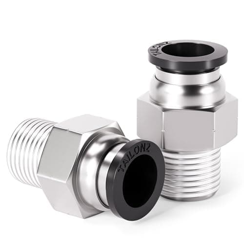 TAILONZ PNEUMATIC Male Straight 1/4 Inch Tube OD x 1/8 Inch NPT Thread Push to Connect Fittings PC-1/4-N1 (Pack of 2)