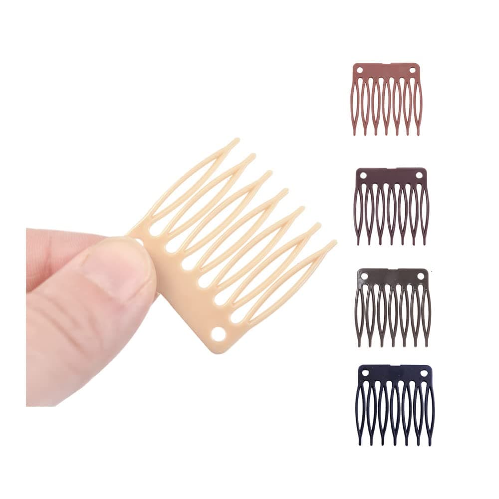50 Plastic Wig Combs 7Teeth Hair Clips for Wig Making and Accessorizing Blonde