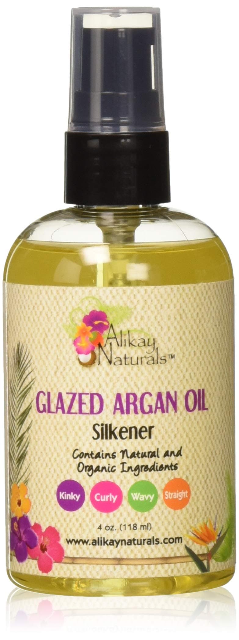 Alikay Naturals Glazed Argan Oil Silkener Natural Argan Oil Sweet Almond Oil 4 Ounce
