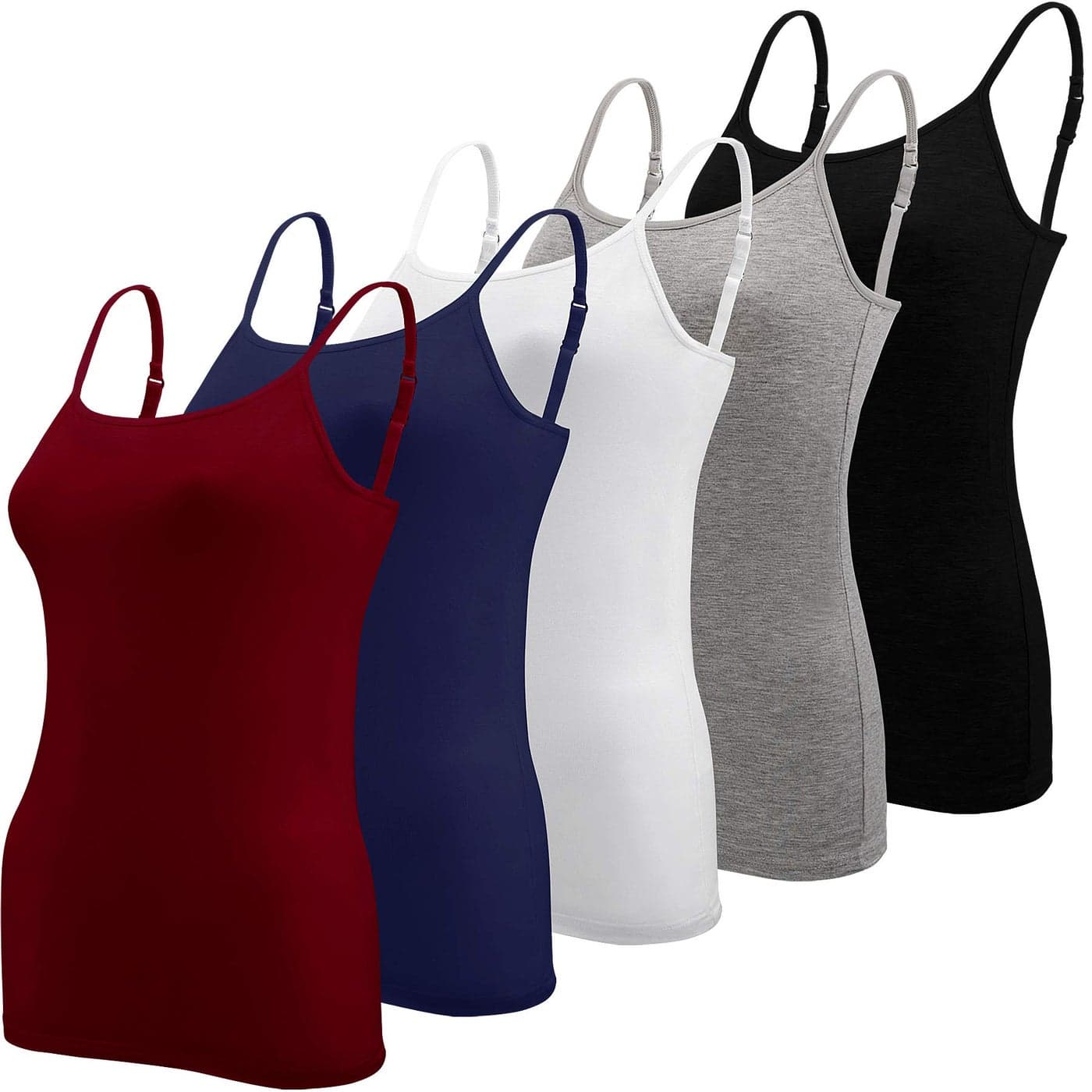 BQTQ 5 Pcs Women's Camisole Tank Top Undershirt Spaghetti Strap Basic Camisoles, L