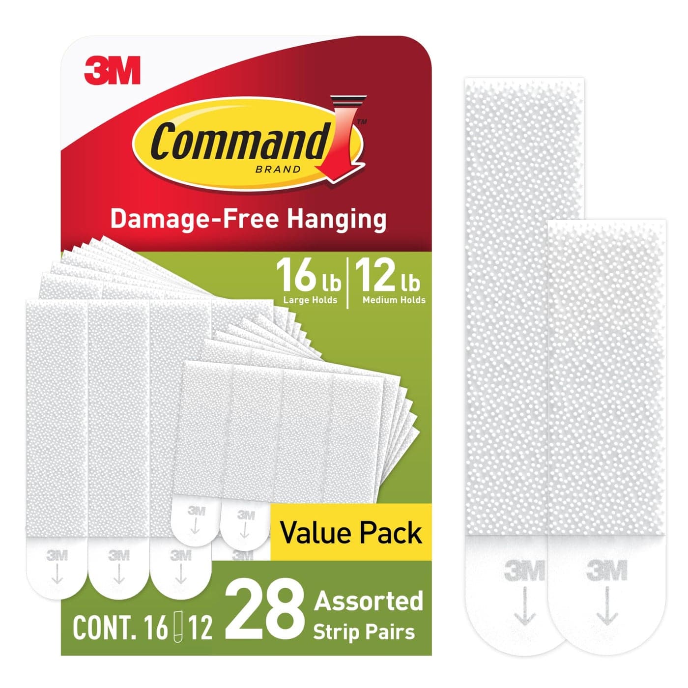 Command Medium and Large Picture Hanging Strips Damage Free Hanging Picture Hangers No Tools Wall Hanging Strips for Living Spaces 12 Medium Pairs and 16 Large Pairs 56 Strips