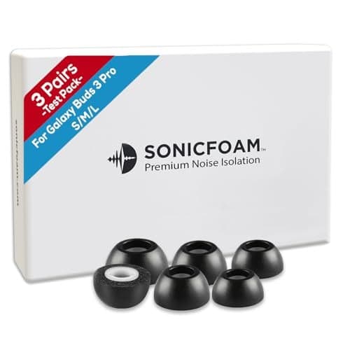 SONICFOAM (Buds-3-Pro Large Black) Buds 3 Pro Replacement Memory Foam Earbud Tips - 10 Pack / 5 Pairs