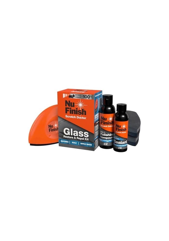 Nu Finish Glass Restore Repel Kit Two Step Regimen for Car Windshield Includes Polishing Compound Ceramic Sealant Precision Applicator Tool and 2 Reusable Sponges