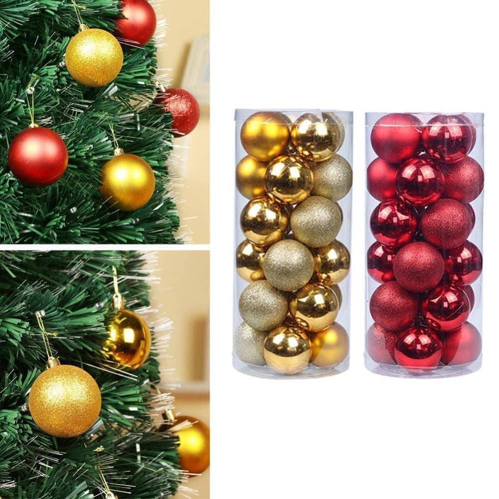 Christmas Tree Ornaments 12 Pieces 5 cm Size Red and Gold Glittering Balls
