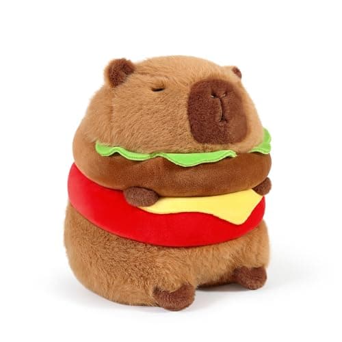 Ditucu Cute Hamburger Capybara Plush Burger Food Capibara Stuffed Animal Plushies Toys Hugging Gifts for Kids Brown 78 inch