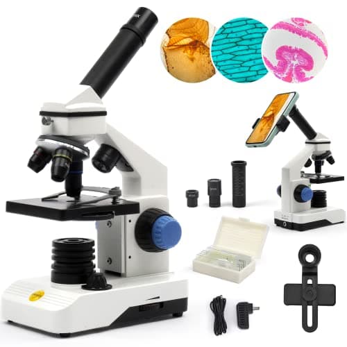 SWIFT Compound Monocular Microscope Kit Microscope for Adults Students Beginners,80X-2000X STEM Kit with All Metal Body Microscope, Carrying Box for School Laboratory Home Education SS121