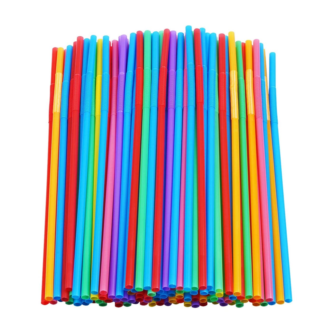 200 Pcs Colorful Plastic Long Flexible Straws023 diameter and 102 long