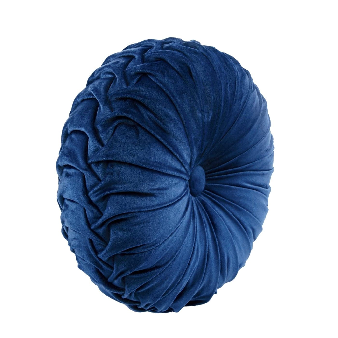 Lush Decor Round Pleated Soft Velvet Decorative Throw Pillow 1 Count 15 Diameter Navy Blue Plush Round Pillow Seat Cushion Decorative Pillows For Bed Couch Or Chair