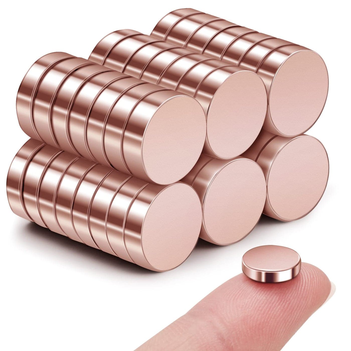 SMARTAKE 45 Pcs Refrigerator Magnets 10x26mm Small Round Fridge Magnets MultiUse Premium Neodymium Office Magnets for Fridge Whiteboard Billboard in Home Kitchen Office and School Rose Gold