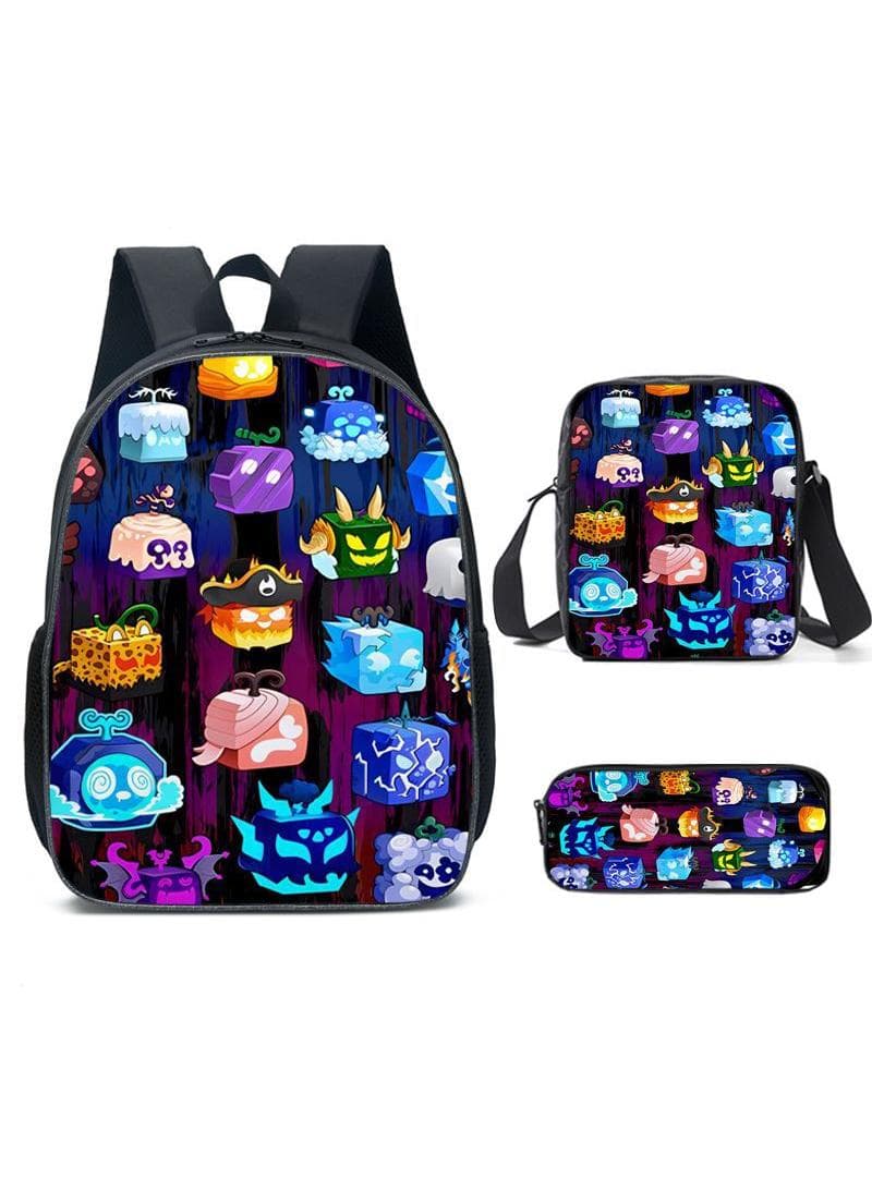 3 pcs set ROBLOX blox fruits Children Backpack Daypack Schoolbag Girls Boys School Book bag with Lunch Box Pen Case