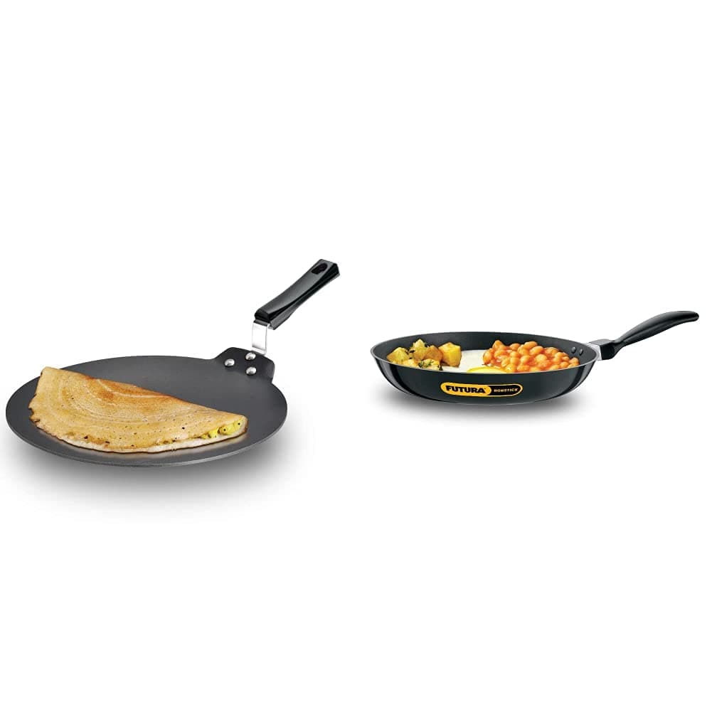 Hawkins Futura Nonstick Aluminium Dosa Tawa, 30Cm, Black & Hawkins - Q30 Futura Non-Stick Frying Pan, 30Cm