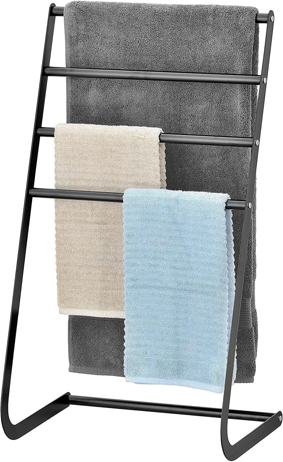 INDIAN DECOR XL60180 Tall Freestanding Metal Towel Rack, 4 Tier Laundry Drying Stand, Clothes Drying Rack Black