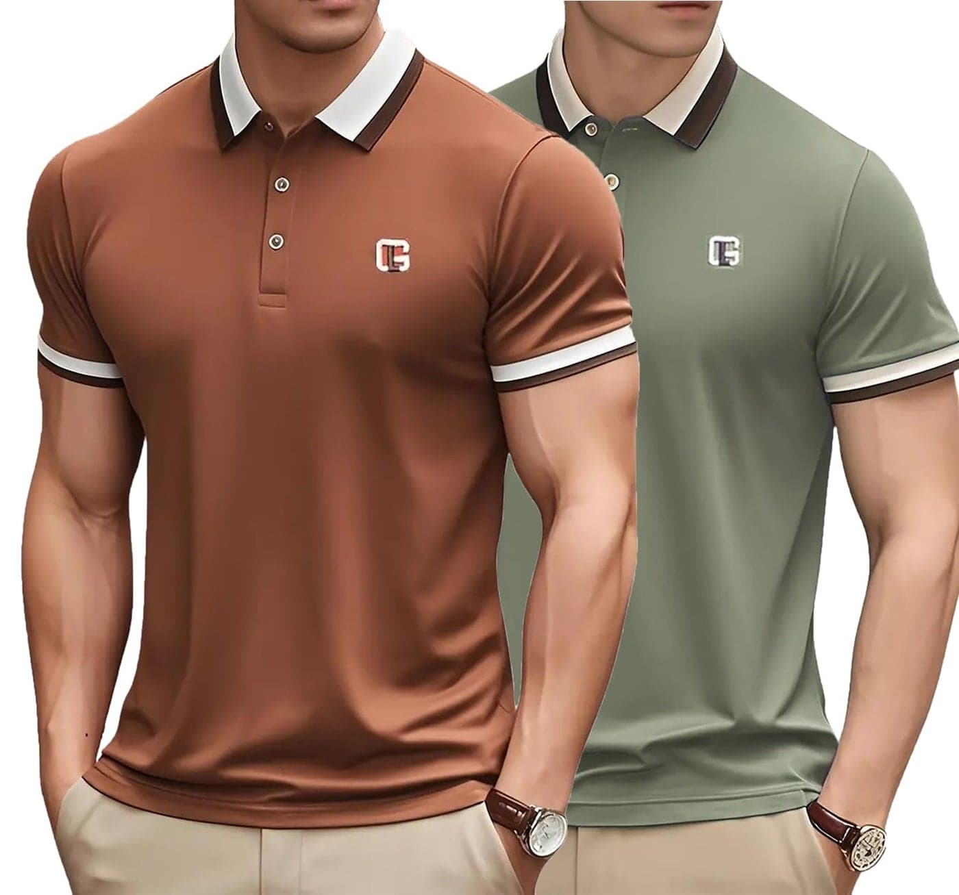 Poshax Polo T Shirt for Men || Men T-Shirt || Available in Combo Pack of 2 (Polo-73-74-Orange-Pista-2XL)