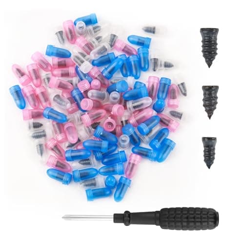 VKQTS 100PCS Tire Repair KitSelfService Tire Screw Plug Repair Kit Includes 3Size Plugs ScrewdriversProfessional Screw in Tires Plugs Kits for Quick Repairing Tires Puncture