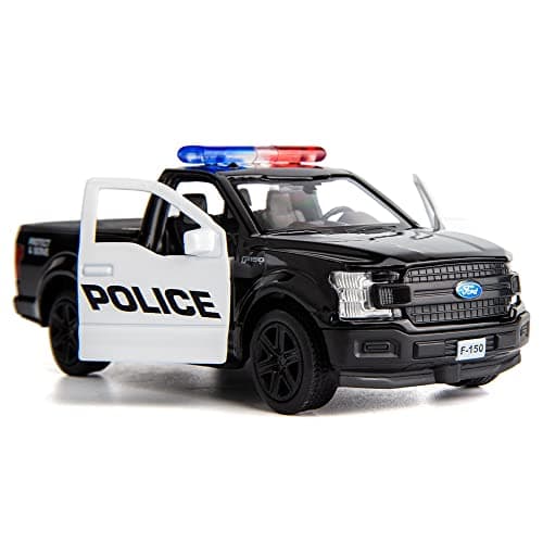 BDTCTK 136 Scale Compatible for Ford F150 Pickup Truck Police Car Model Zinc Alloy DieCast Pull Back Vehicles Kid Toys for Boy Girl Gift Black