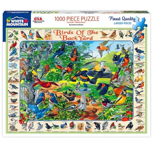 White Mountain Puzzles Birds of the Backyard - 1000 Piece Jigsaw Puzzle