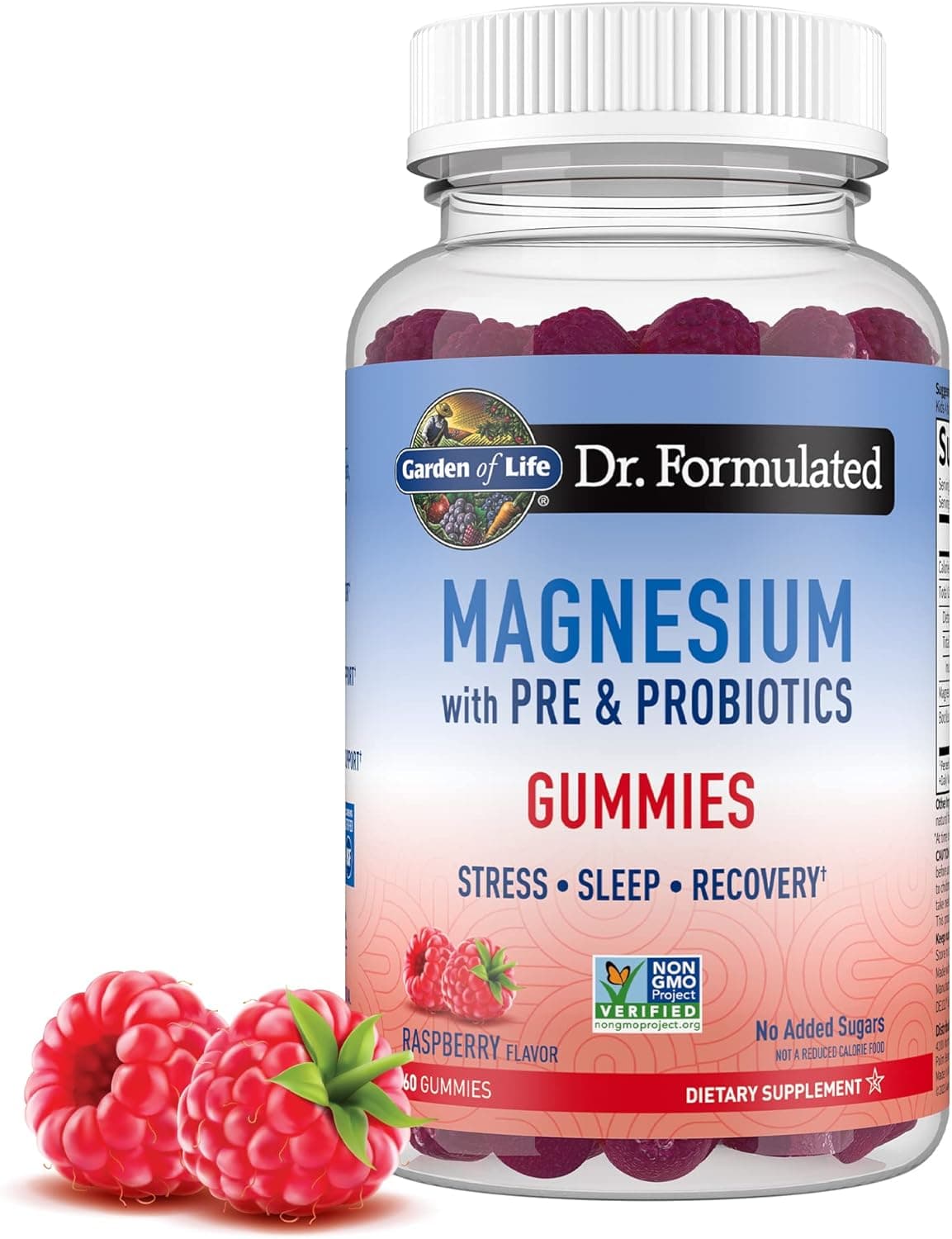Garden of Life Magnesium Citrate Supplement Gummies with Prebiotics Probiotics for Stress Sleep Recovery Vegan Gluten Free Kosher NonGMO No Added Sugars Raspberry Flavor 60 Count
