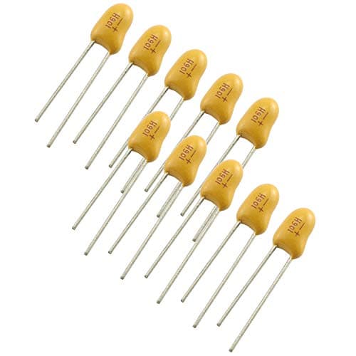 Tegg 10uF Tantalum Capacitor 10PCS 25V 2 Pin Dipped Tantalum Bead Capacitors Yellow