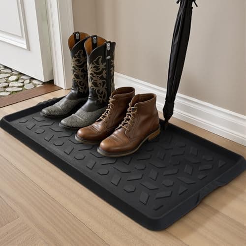 tchdio Durable Rubber Boot Tray and Shoe Mat for Entryway Heavy Duty Waterproof Shoe Tray Organizer Non Slip Boot Trays for Front Door Entryway Muddy Shoes Storage 16x275 Inches