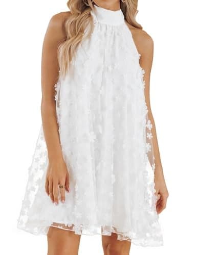 VIMPUNEC 2025 Womens Cocktail Homecoming Halter Wedding Guest Formal Dresses Summer Swing Dress Cute A Line Mini Dress White M