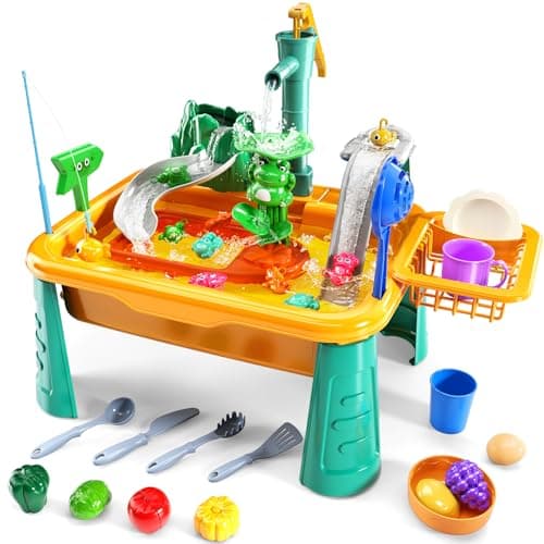 NIPLOOOW Kitchen Sink Toys Toddlers 35 Play Sink with Running Water Water Table for Kids Ages 48 Fishing Game Outdoor Toys Pretend Role Play Toys for Boys Girls 3 4 5 6 7 8