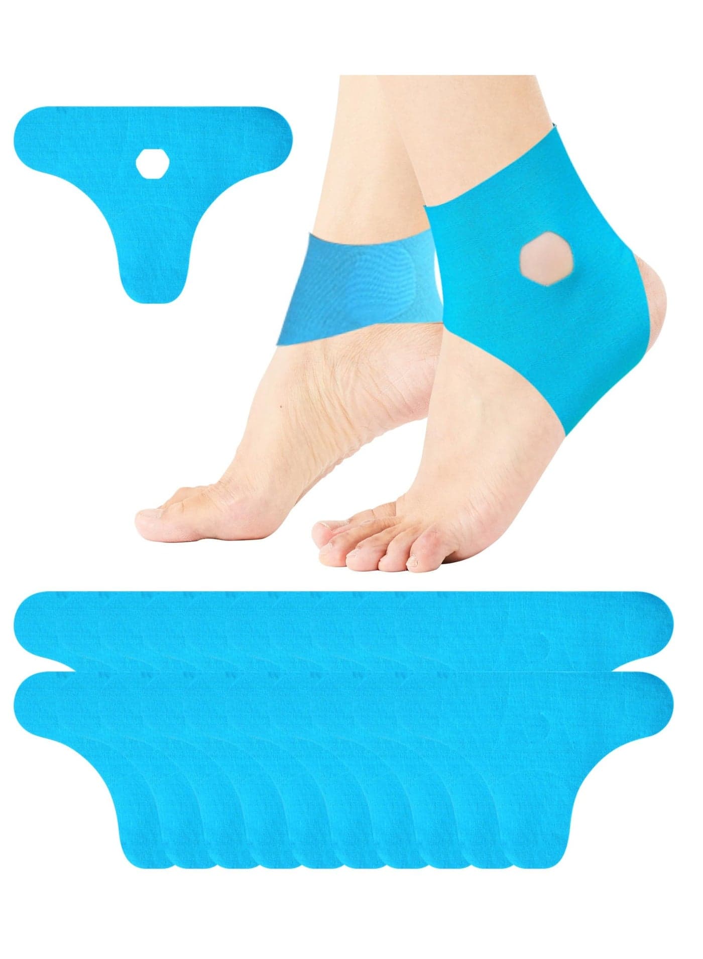 Pack of 20 Precut Kinesiotapes for Ankle, Waterproof Elastic Physio Tape Elastic Athletic Tape, Breathable K Tapes for Daily Use Prevent Ankle Sprain Provide Support for Ankles Ligament