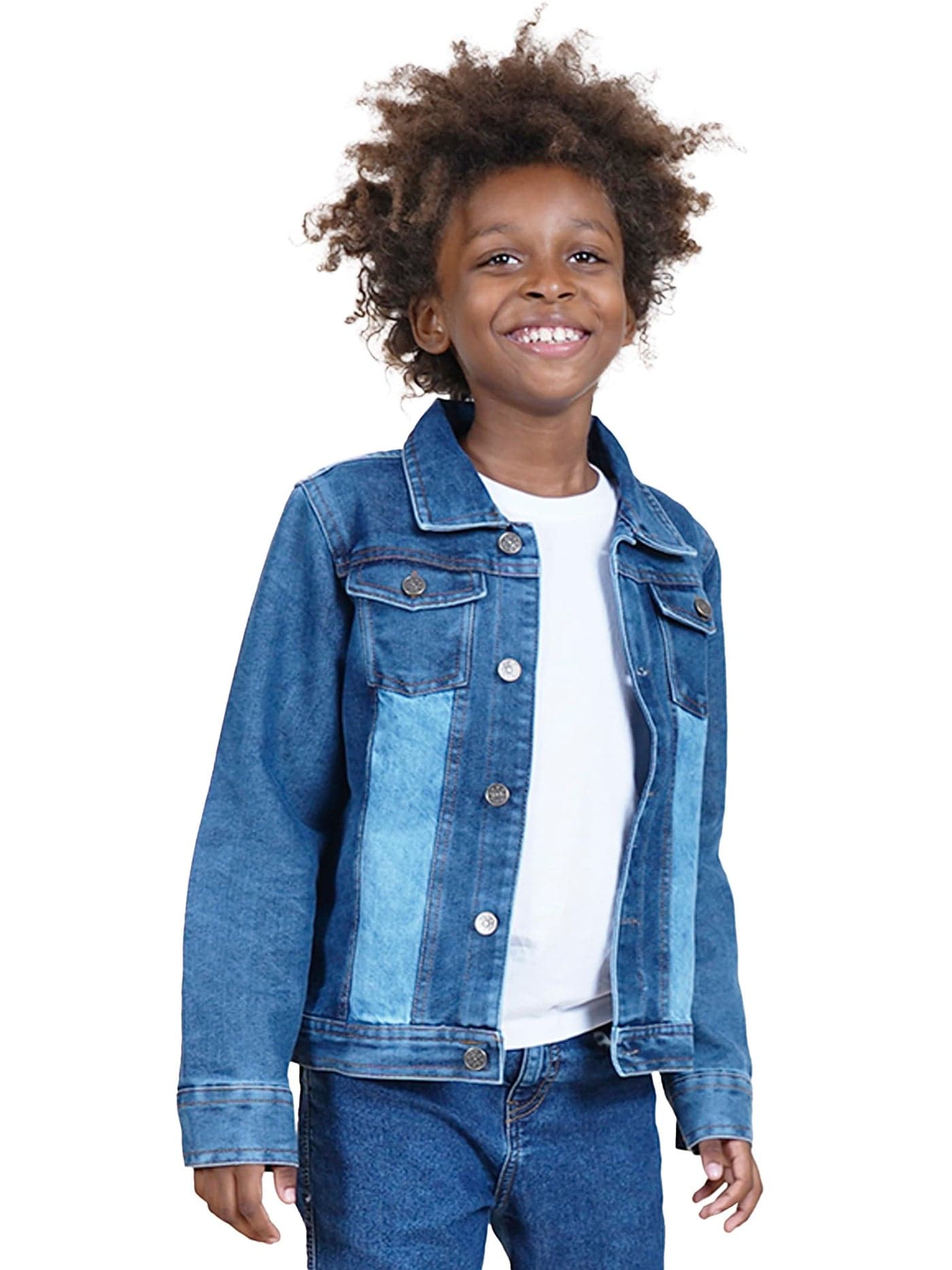 KiddoPanti Boys Denim Jacket | Cotton Poly Blend with Lycra | Washed Denim, Full Sleeve | Button Closure & Front Flap Pockets | Collared Neck, Md Mash - 1-2Y