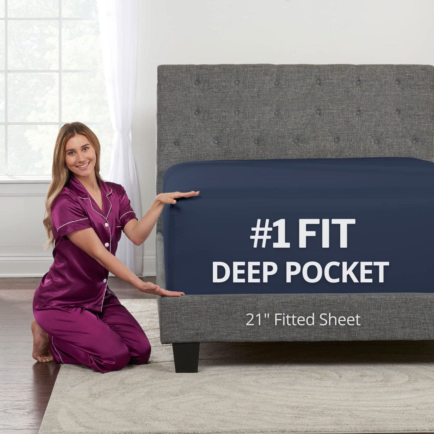 King Deep Pocket Super Extra Deep Pocket King Size Fitted Sheet PERFECTLYFIT for 1723 Deep Mattress Navy Dark Blue