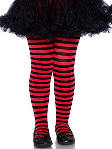 Leg Avenue's Children's Striped Tights, Black/Red, Medium