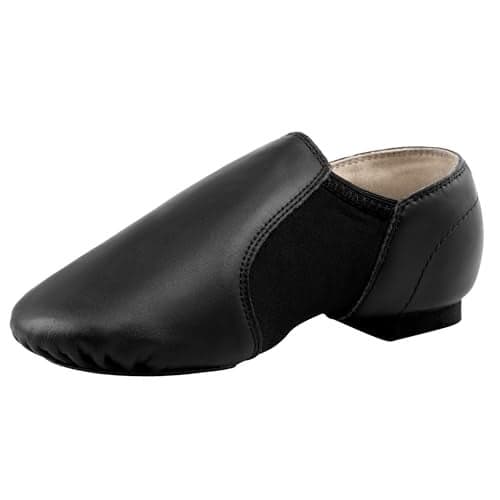 Linodes Leather Jazz Shoe Slip On (Big Kid Unisex), Black, Size 4