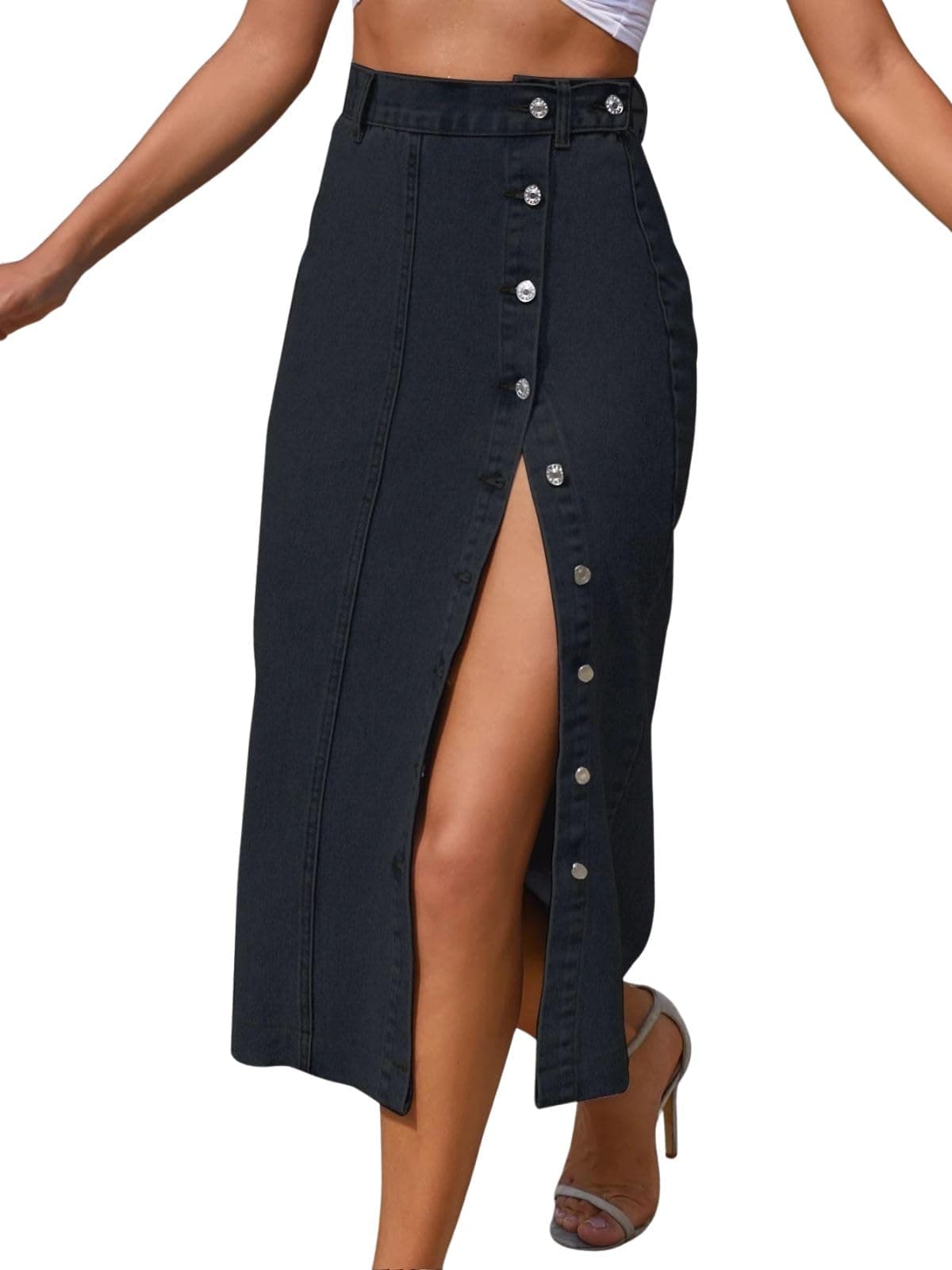 GRECIILOOKS Women's Denim Western Standard Length Skirt