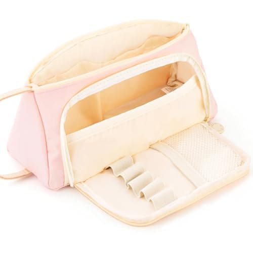 FunBlast Pouches for Girls - Multipurpose Zipper Pouches for Kids & Adults, Stationary Organizer Bag, Makeup Pouch, Cosmetic Pouch, Toiletry Bag, Water Resistance Pouch for Travel Accessories (Pink)