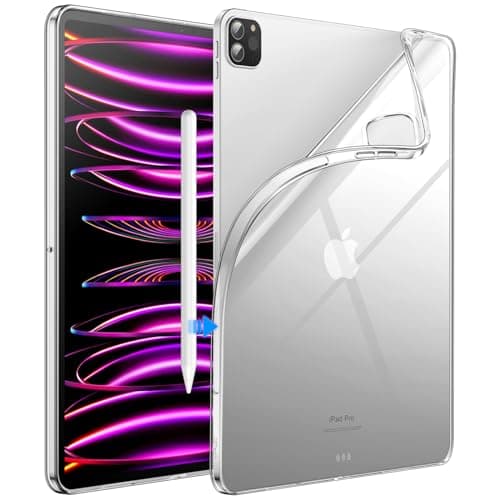 JETech Case for iPad Pro 129Inch 20222021 6th5th Generation Soft TPU Transparent Slim Shockproof Tablet Cover Support Pencil 2nd Charging Clear