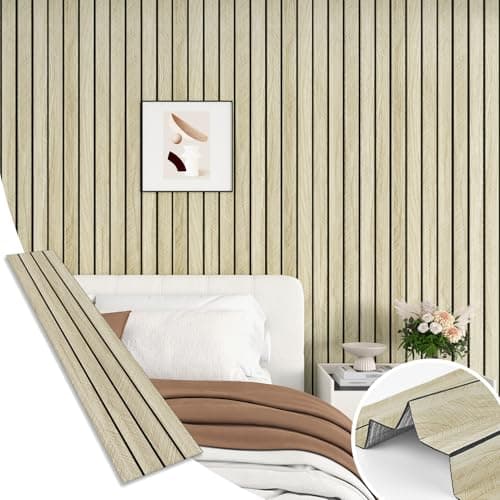 Wallderful Light Oak Wood Slat Wall Panel Peel and Stick 3D Foam Wood Slat Wallpaper Removable Self Adhesive Wooden Contact Paper for Cabinets Bedroom Accent Wall Living Room Interior Decor 16.8"x118"